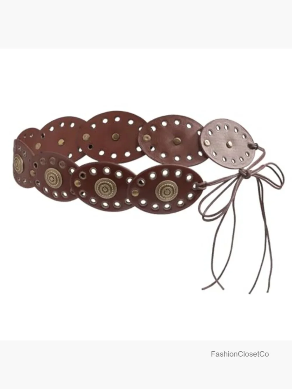 PU Leather Concho Western Belt Wide Disc Cowgirl Belt for Women
